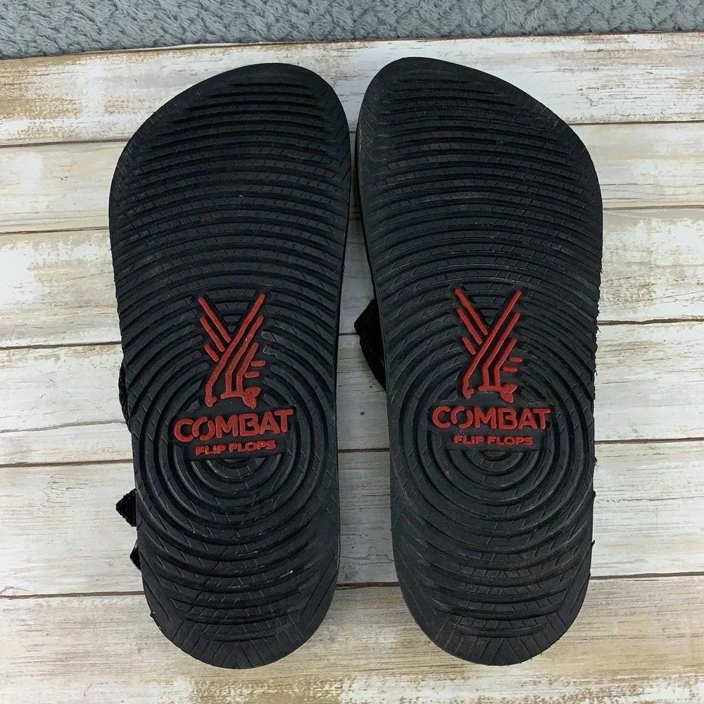 Combat Flip Flops Overland Adventure Rope Sandals Mens Sz 15 Black Shoes
